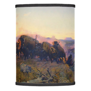 Vintage Buffalo At Sunset Western Landscape Art Lamp Shade