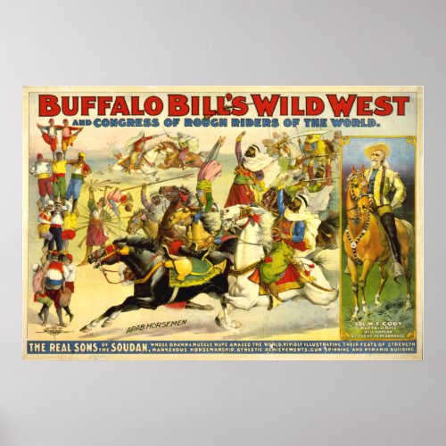 VINTAGE Buffalo Bill POSTER repro