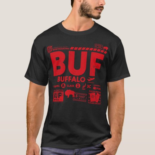 Vintage Buffalo BUF Airport Code Travel Day Retro  T_Shirt