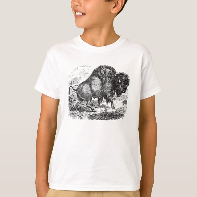 Vintage Buffalo Retro Bison Animal Illustration T-Shirt (Front)