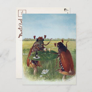 Vintage Bug Wine Party Postcard