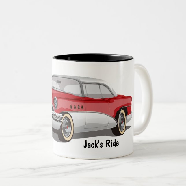 Vintage Buick On White Two-Tone Coffee Mug (Front Right)