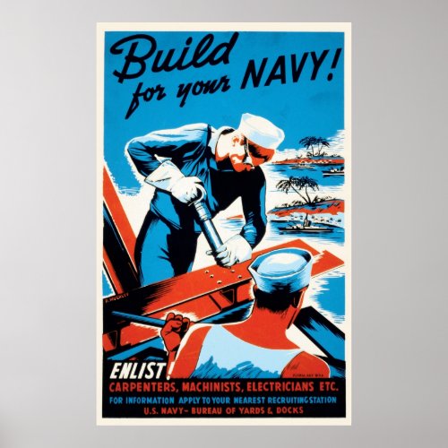 Vintage Build for your Navy War Effort WPA Poster