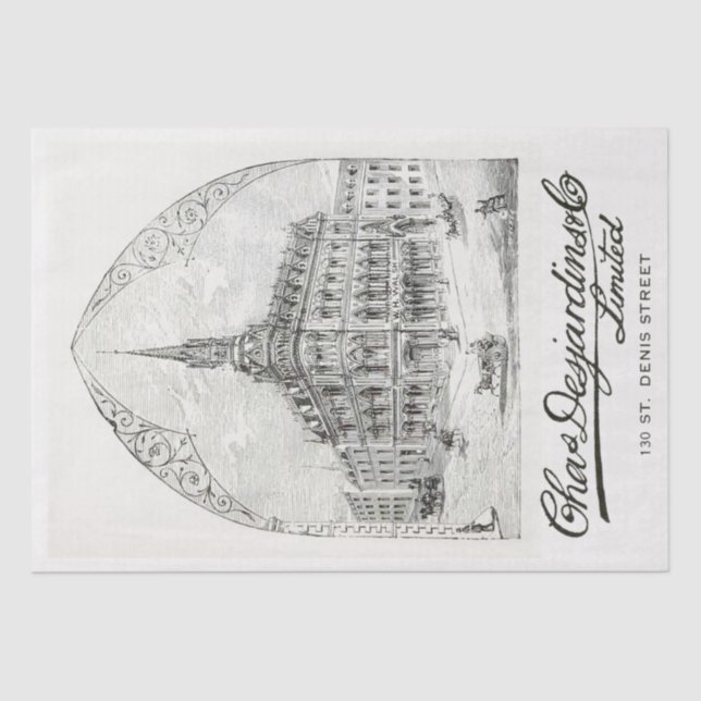 Vintage Building French Script Decoupage Furniture Tissue Paper (Front)