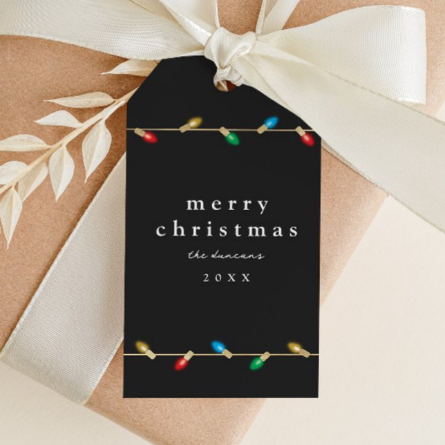 Vintage Bulb Christmas Lights Gift Tag (VIntage bulb christmas lights holiday gift tag.)