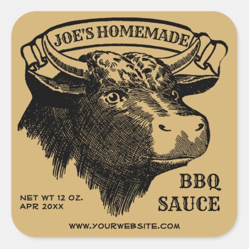 Vintage Bull Barbecue Sauce Label Template