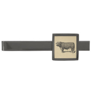 Vintage Bull Country & Farm Themed Art Gunmetal Finish Tie Bar