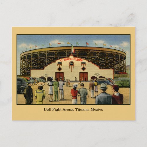 Vintage Bull fight arena Tijuana Mexico Postcard