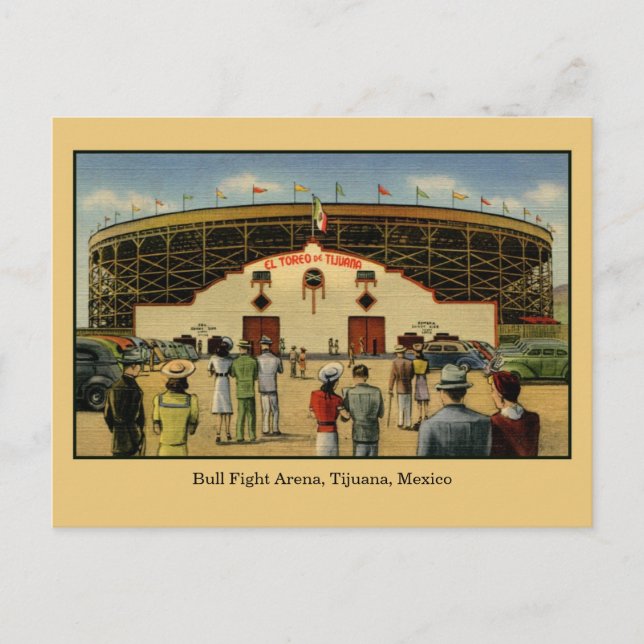 Vintage Bull fight arena Tijuana Mexico Postcard (Front)