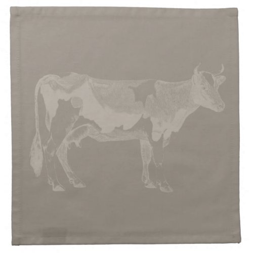 Vintage Bull Illustrated Cow Art CUSTOM COLOR Cloth Napkin