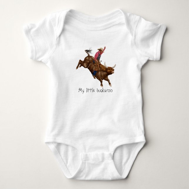 Vintage bull riding cowboy baby bodysuit (Front)