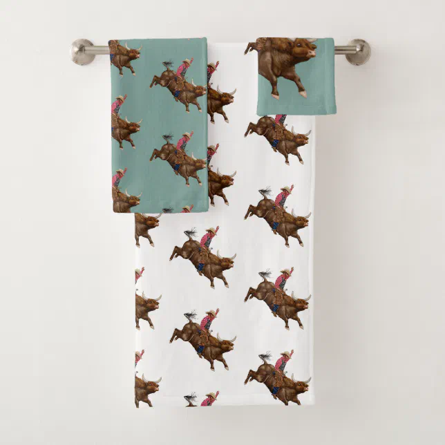 Western Cowboy Beach Towel – Funny Orange Rodeo Print, Microfiber, 32x52 Inches - View #8