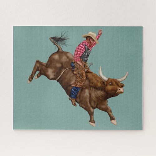 Vintage bull riding cowboy jigsaw puzzle