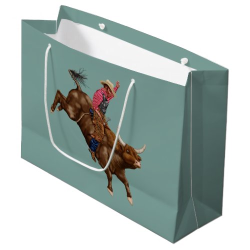 Vintage bull riding cowboy large gift bag