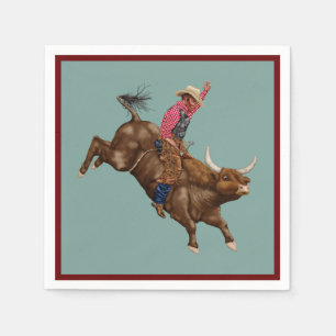 Vintage bull riding cowboy napkins