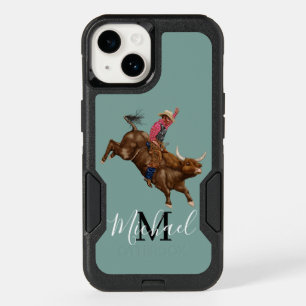 Vintage bull riding cowboy OtterBox iPhone 14 case