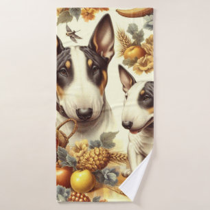 Vintage Bull Terrier Painting Bath Towel
