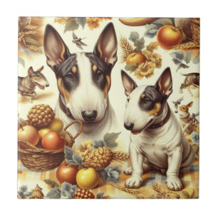 Vintage Bull Terrier Painting Ceramic Tile