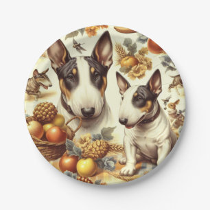 Vintage Bull Terrier Painting Paper Plates