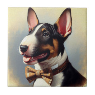 Vintage Bull Terrier Painting Portrait Ceramic Tile