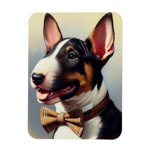 Vintage Bull Terrier Painting Portrait Magnet (Vertical)