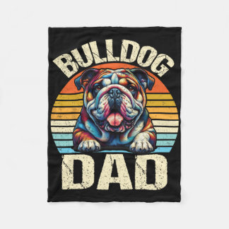 Vintage Bulldog Dad Dog Lovers Daddy Father&#; s D Fleece Blanket