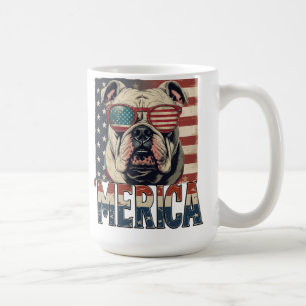 Vintage Bulldog Merica 4th of july patriotic Coffee Mug