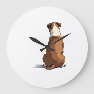 Vintage Bulldog Rear View Illustration Dog Lover G Large Clock
