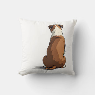 Vintage Bulldog Rear View Illustration Dog Lover G Throw Pillow