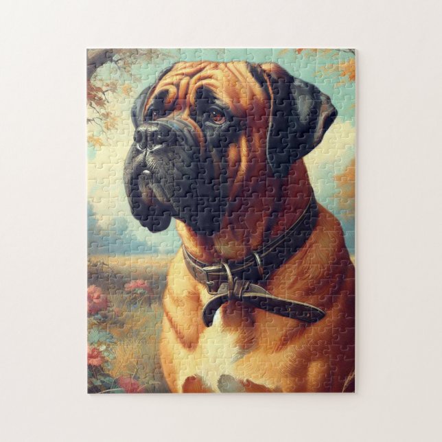 Vintage Bullmastiff Painting Jigsaw Puzzle (Vertical)