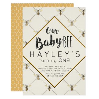 Vintage Bumble Bee Baby Bee 1st Birthday Invitation