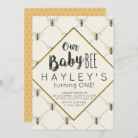 Vintage Bumble Bee Baby Bee 1st Birthday Invitation