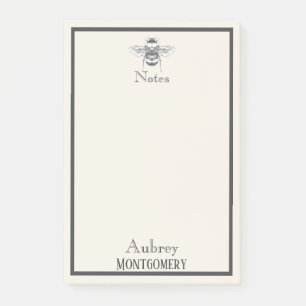 Vintage Bumble Bee Illustration Personalized Post-it Notes