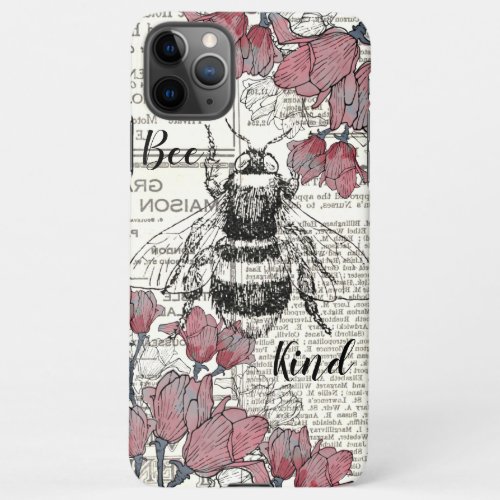 Vintage Bumble Bee Pink Floral   iPhone 11Pro Max Case