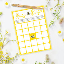 Vintage Bumblebee Baby BINGO Baby Shower Game Card