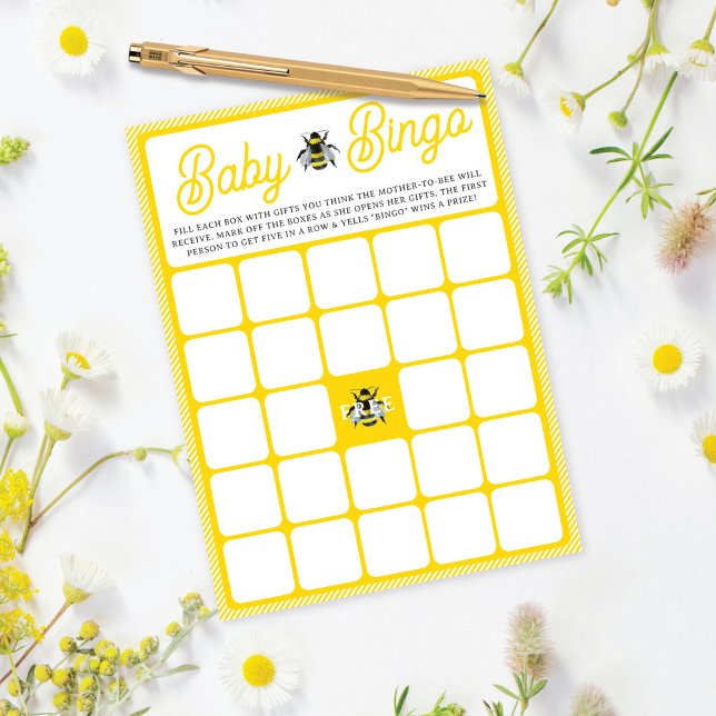 Vintage Bumblebee Baby BINGO Baby Shower Game Card (Creator Uploaded)