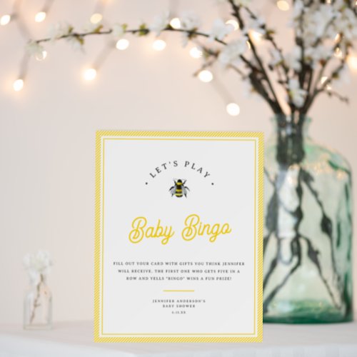 Vintage Bumblebee Baby Shower Baby Bingo Sign