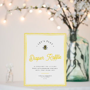 Vintage Bumblebee Baby Shower Diaper Raffle Sign