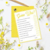Vintage Bumblebee Guess Who? Baby Shower Game Card