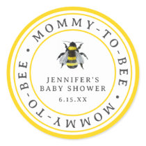 Vintage Bumblebee Mommy-To-Bee Baby Shower Favor Classic Round Sticker