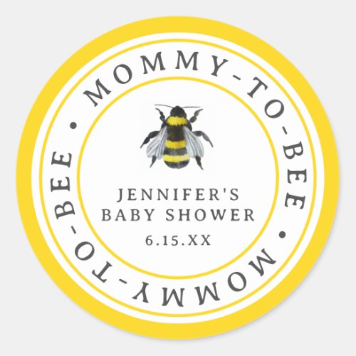 Vintage Bumblebee Mommy_To_Bee Baby Shower Favor Classic Round Sticker