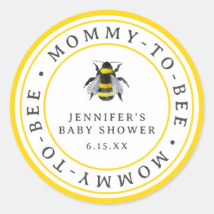Vintage Bumblebee Mommy-To-Bee Baby Shower Favor Classic Round Sticker