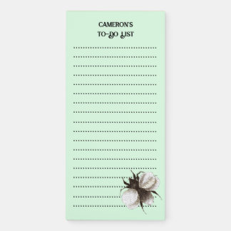 Vintage Bumblebee Victorian Dark Academia Green Magnetic Notepad