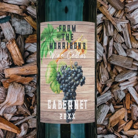 Vintage Bunch Of Black Grapes On A Rustic Wood