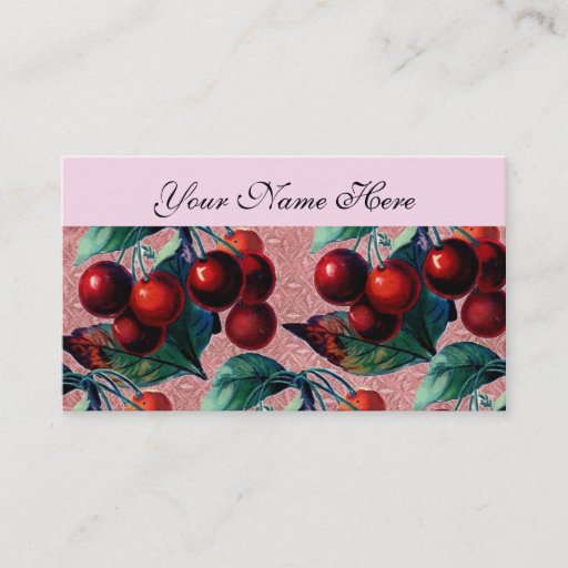 Customizable Vintage Bunch of Red Cherries Antique Fruit Design Business Cards