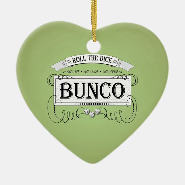 Vintage Bunco Design Ceramic Ornament (Front)