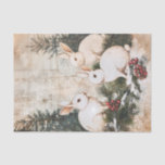 Vintage Bunnies Christmas Winter Aged Decoupage Tissue Paper<br><div class="desc">This design may be personalized by choosing the Edit Design option. You may also transfer onto other items. Contact me at colorflowcreations@gmail.com or use the chat option at the top of the page if you wish to have this design on another product or need assistance. See more of my designs...</div>