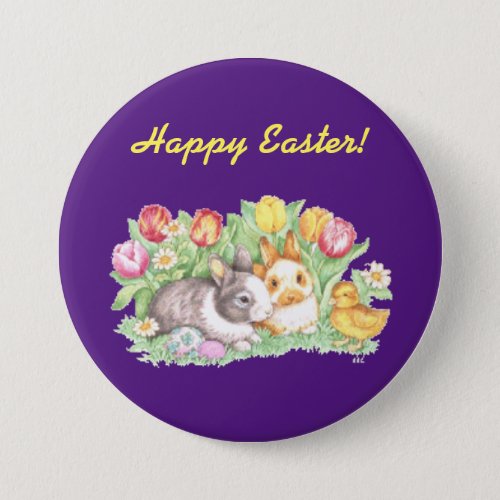 Vintage Bunnies Easter Button