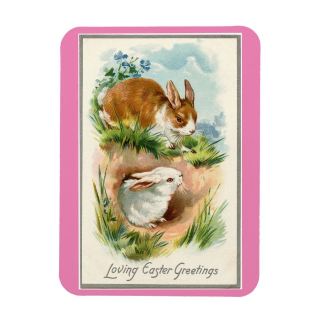 Vintage Bunnies Easter Magnet (Vertical)
