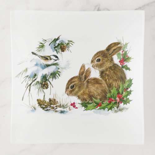 Vintage Bunnies Trinket Tray